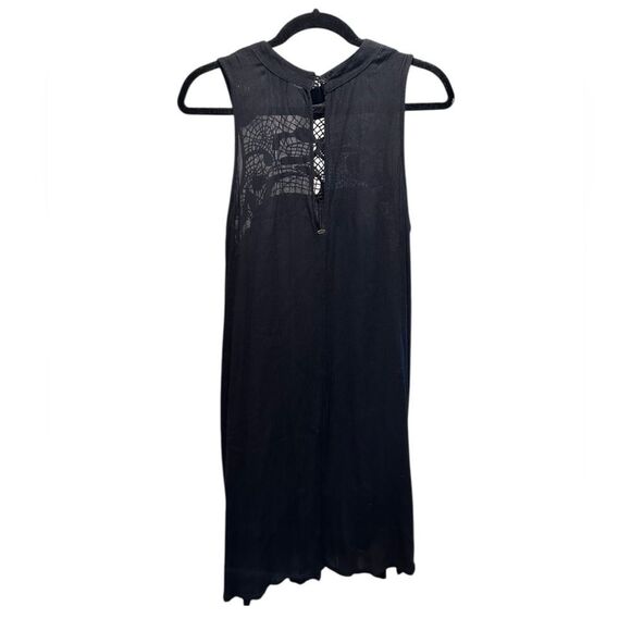 EUC Women’s Black Sleeveless Tank Dress Lace Front Swim Cover Up - Size L - Picture 2 of 4